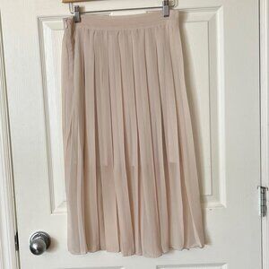 OAK + FORT Pink Pleated Midi Skirt, Size Small